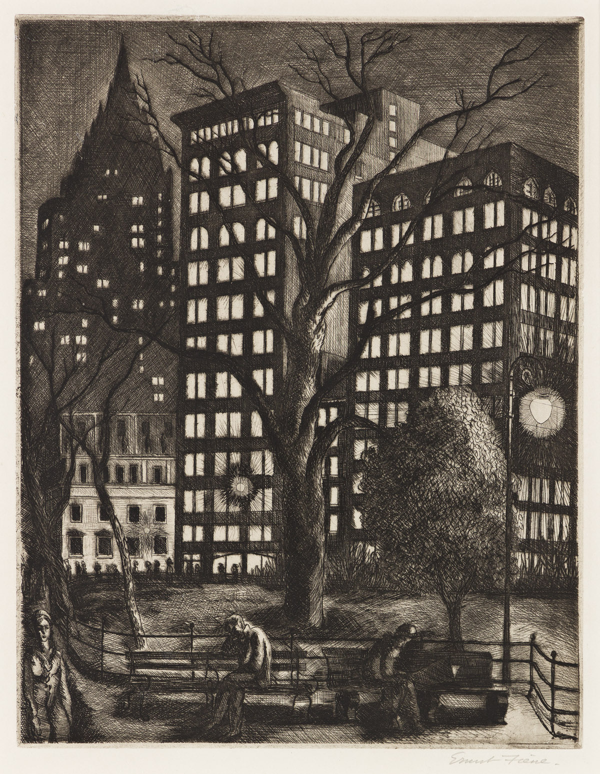 ERNEST FIENE (1894-1965) City Lights (Madison Square Park, New York).